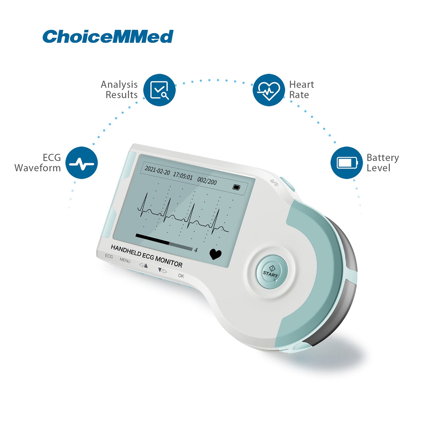ChoiceMMed MD100B Portable ECG Machine ECG Monitor Handheld Heart Rate Machine