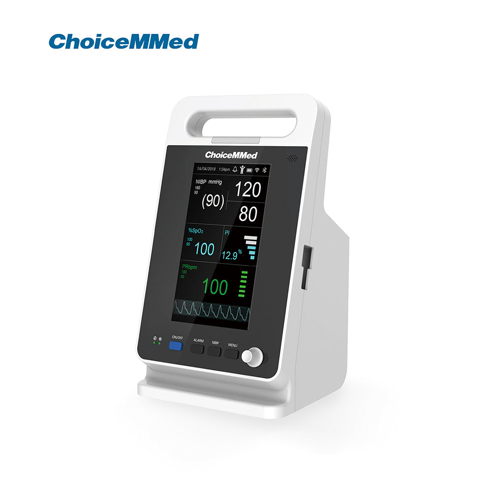 CHOICEMMED MD2000C Parameter 7” TFT Display Vital Sign Patient Monitor NIBP RESP SPO2 PR TEMP Free Infrared Thermometer