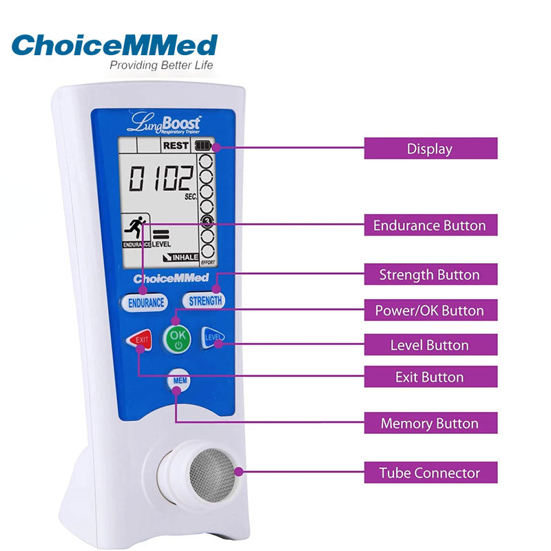 CHOICEMMED MD8000 LungBoost Electronic Smart Lung Exerciser - Lung Strengthener for Improving Lung Capacity