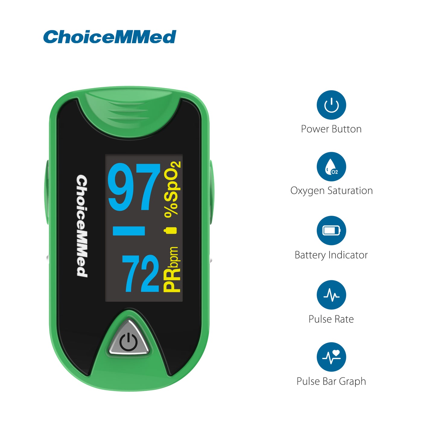 CHOICEMMED MD300C26 OLED Green Professional Medical Fingertip Pulse Oximeter On Finger Blood Oxygen Saturation Meter Health Care