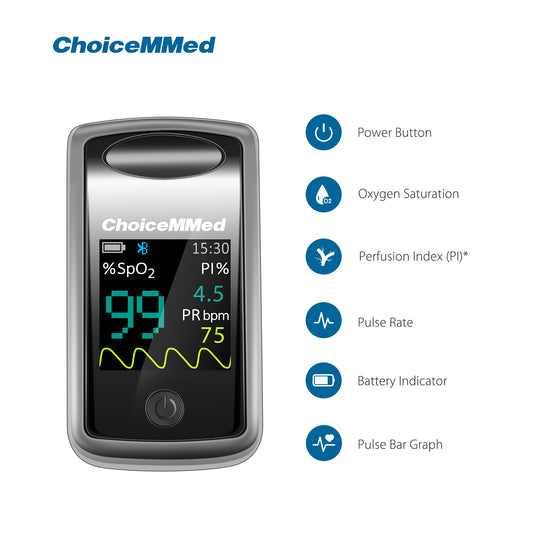 ChoiceMMed MD300CI218 OLED Medical Finger Pulse Oximeter With Bluetooth For Measuring Oxygen Saturation (SpO2)