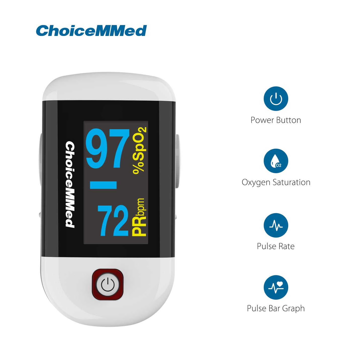 CHOICEMMED MD300C22 Fingertip Pulse Oximeter Blood Oxygen Saturation SPO2 Heart Rate Monitor Digital Pulse Monitor
