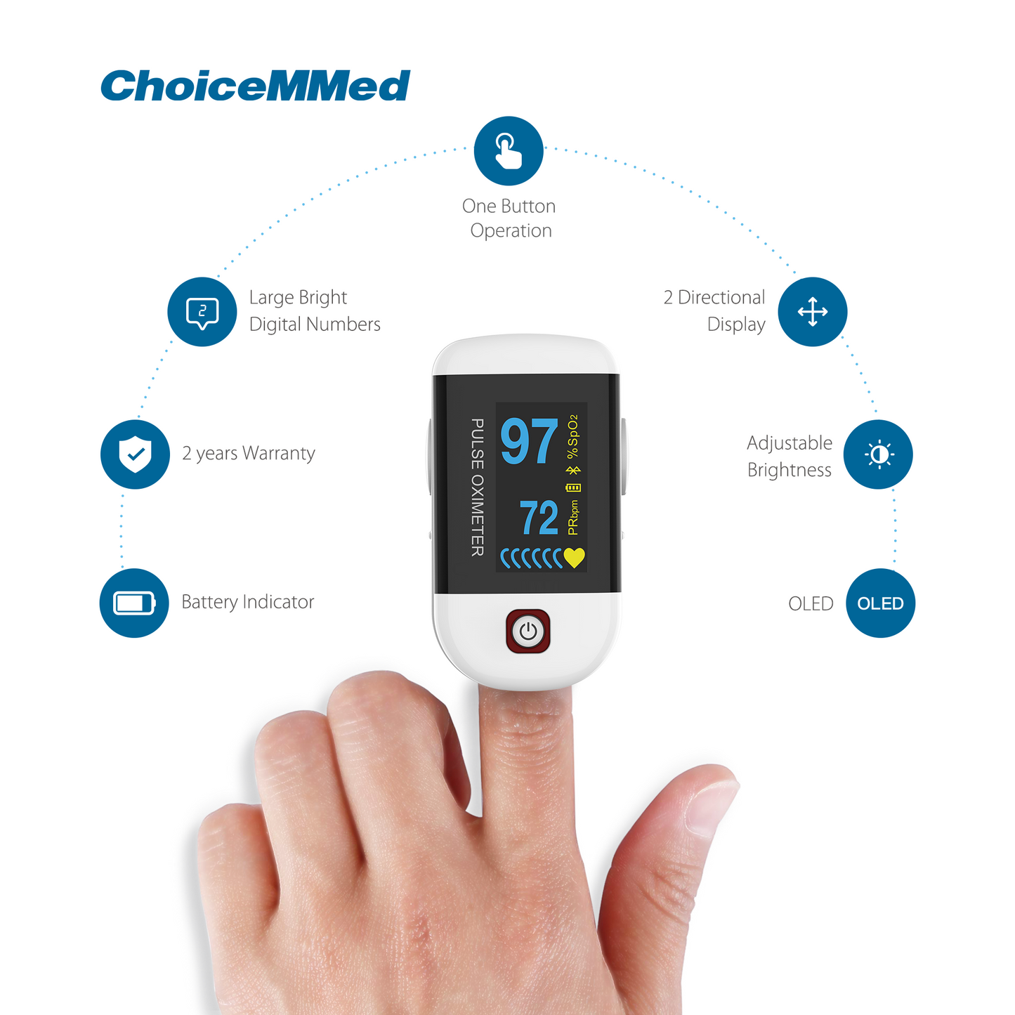 CHOICEMMED MD300C228 Bluetooth Fingertrip Pulse Oximeter Oxywatch