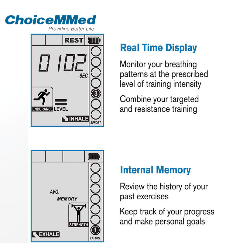 CHOICEMMED MD8000 LungBoost Electronic Smart Lung Exerciser - Lung Strengthener for Improving Lung Capacity