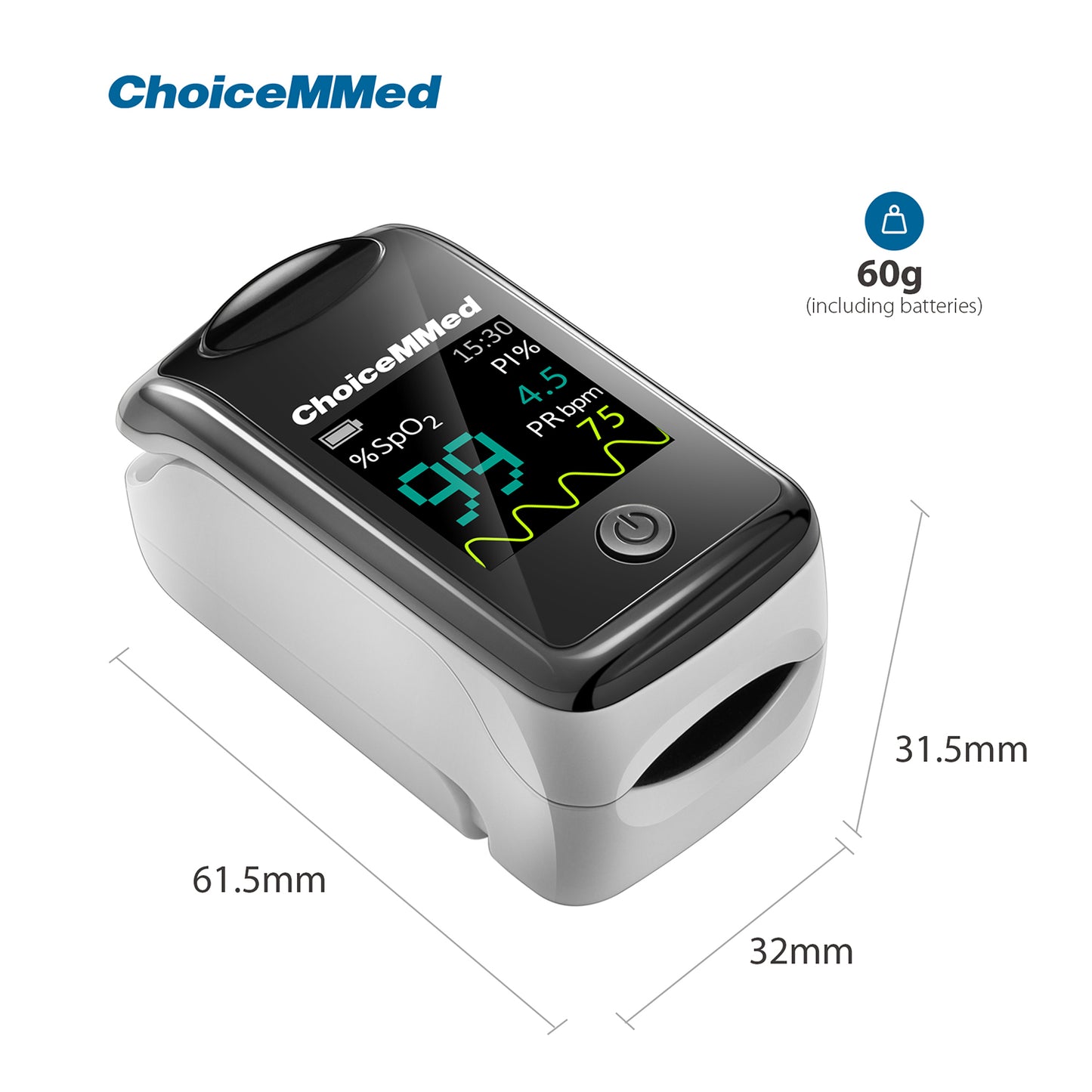 ChoiceMMed MD300CI216 OLED Medical Finger Pulse Oximeter With PI For Measuring Oxygen Saturation (SpO2)