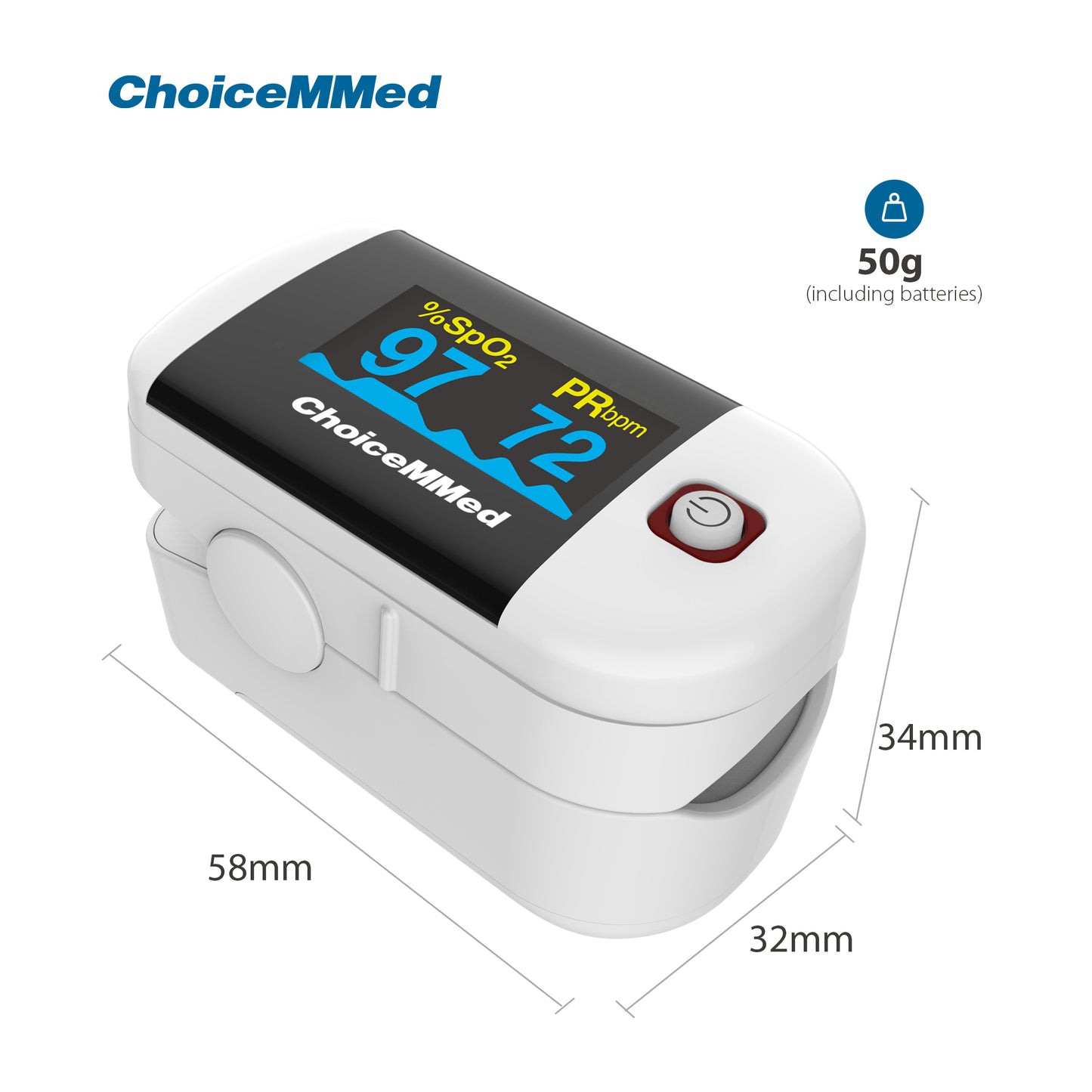 CHOICEMMED MD300C22 Fingertip Pulse Oximeter Blood Oxygen Saturation SPO2 Heart Rate Monitor Digital Pulse Monitor