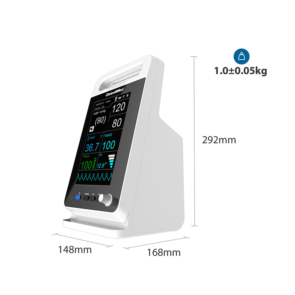 CHOICEMMED MD2000C Parameter 7” TFT Display Vital Sign Patient Monitor NIBP RESP SPO2 PR TEMP Free Infrared Thermometer