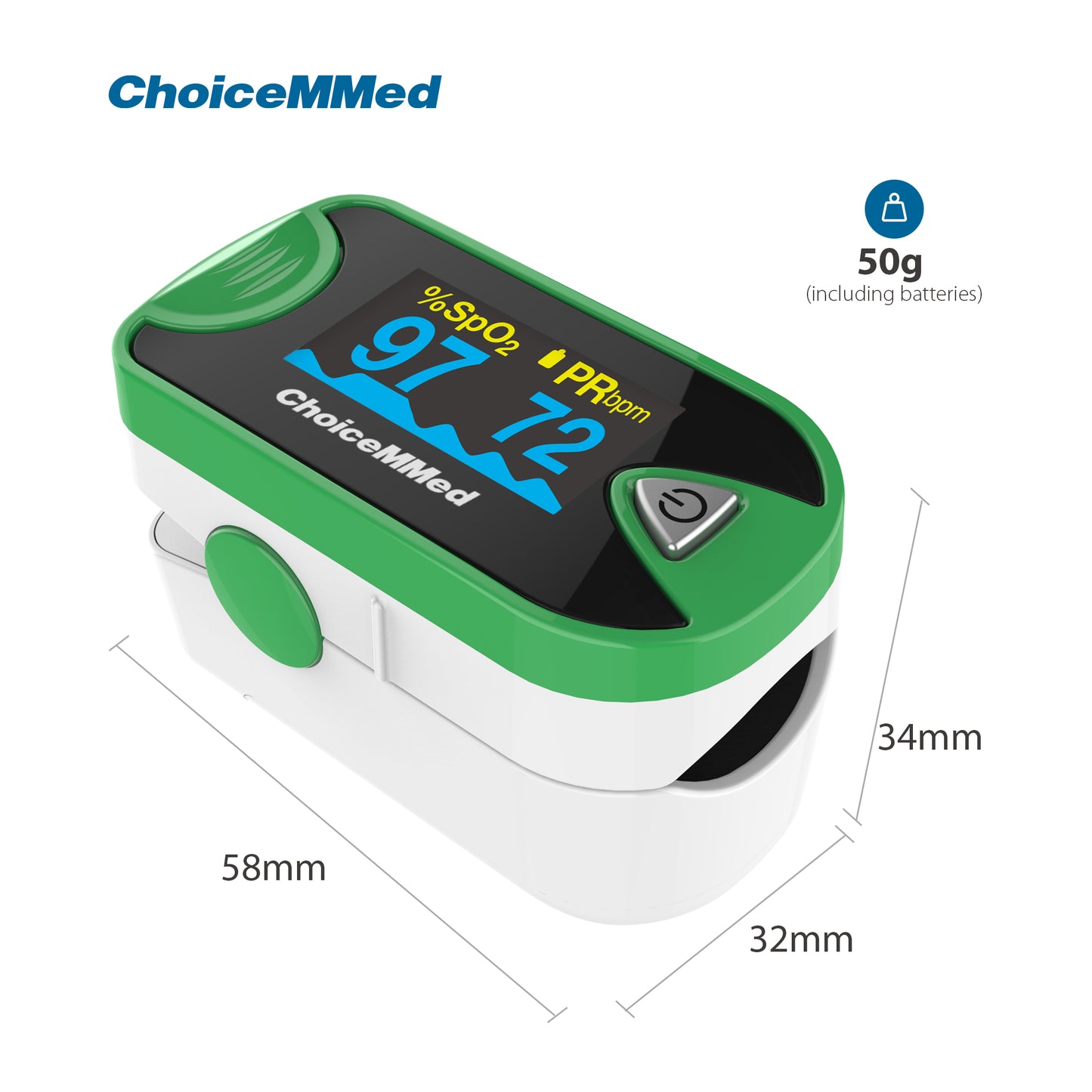 CHOICEMMED MD300C26 OLED Green Professional Medical Fingertip Pulse Oximeter On Finger Blood Oxygen Saturation Meter Health Care