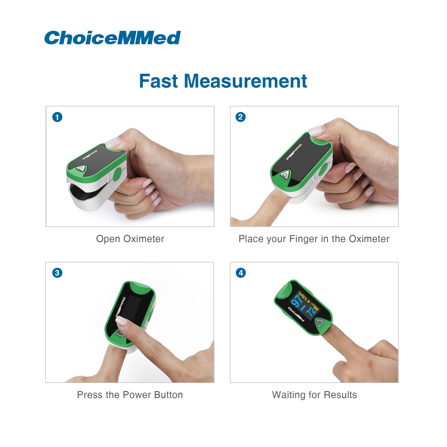 CHOICEMMED MD300C26 OLED Green Professional Medical Fingertip Pulse Oximeter On Finger Blood Oxygen Saturation Meter Health Care