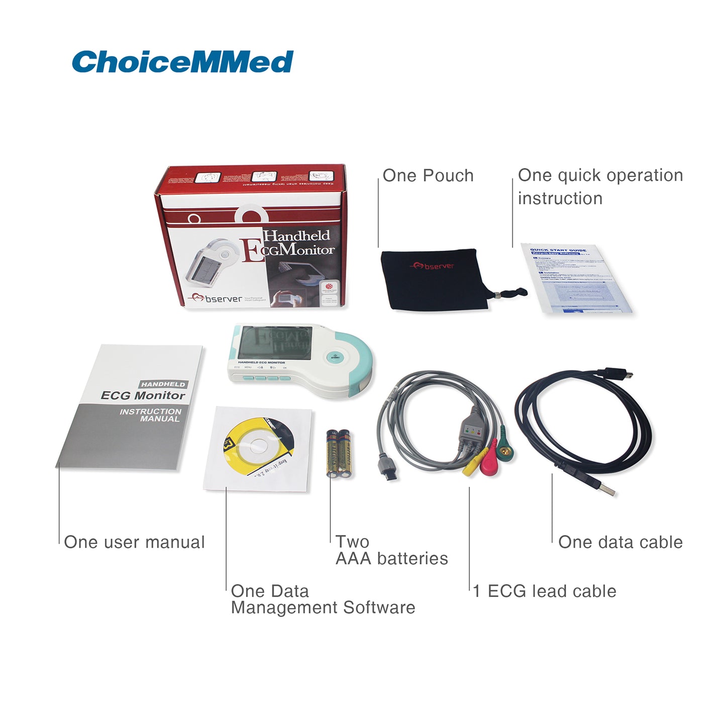 ChoiceMMed MD100B Portable ECG Machine ECG Monitor Handheld Heart Rate Machine