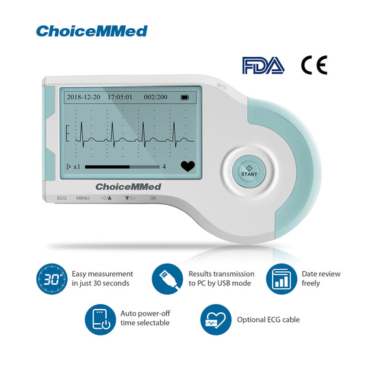 ChoiceMMed MD100B Máquina de ECG portátil Monitor de ECG Máquina de frecuencia cardíaca de mano con aprobación FDA y CE