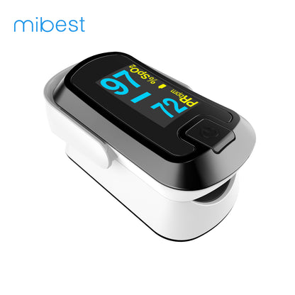 Mibest MD300CN340 Oxímetro de pulso de dedo OLED, medidor de O2, color dual blanco/negro