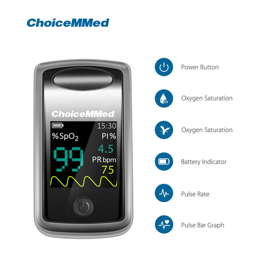 ChoiceMMed MD300CI216 OLED Medical Finger Pulse Oximeter With PI For Measuring Oxygen Saturation (SpO2)