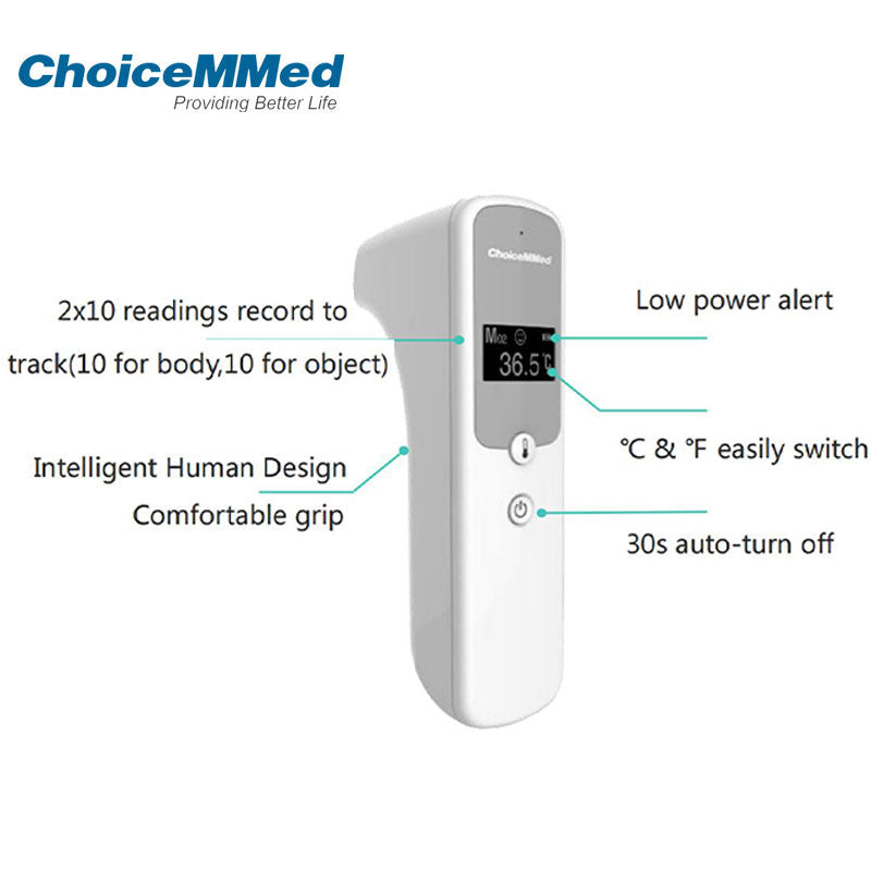 Termómetro infrarrojo OLED digital de inteligencia electrónica blanca ChoiceMMed CFT-308
