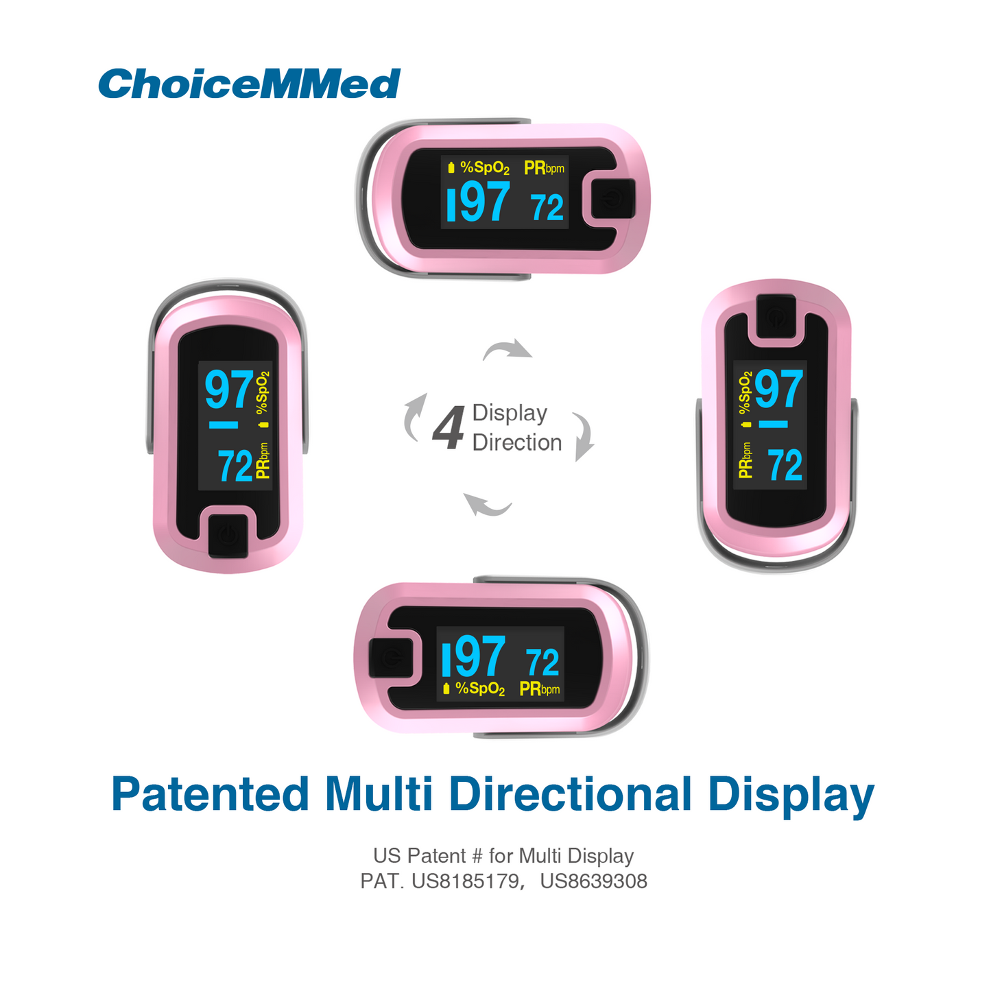 Mibest Pink MD300CN340 OLED Oxímetro de pulso Monitor de saturación de oxígeno en sangre (SpO2) con estuche, baterías y cordón