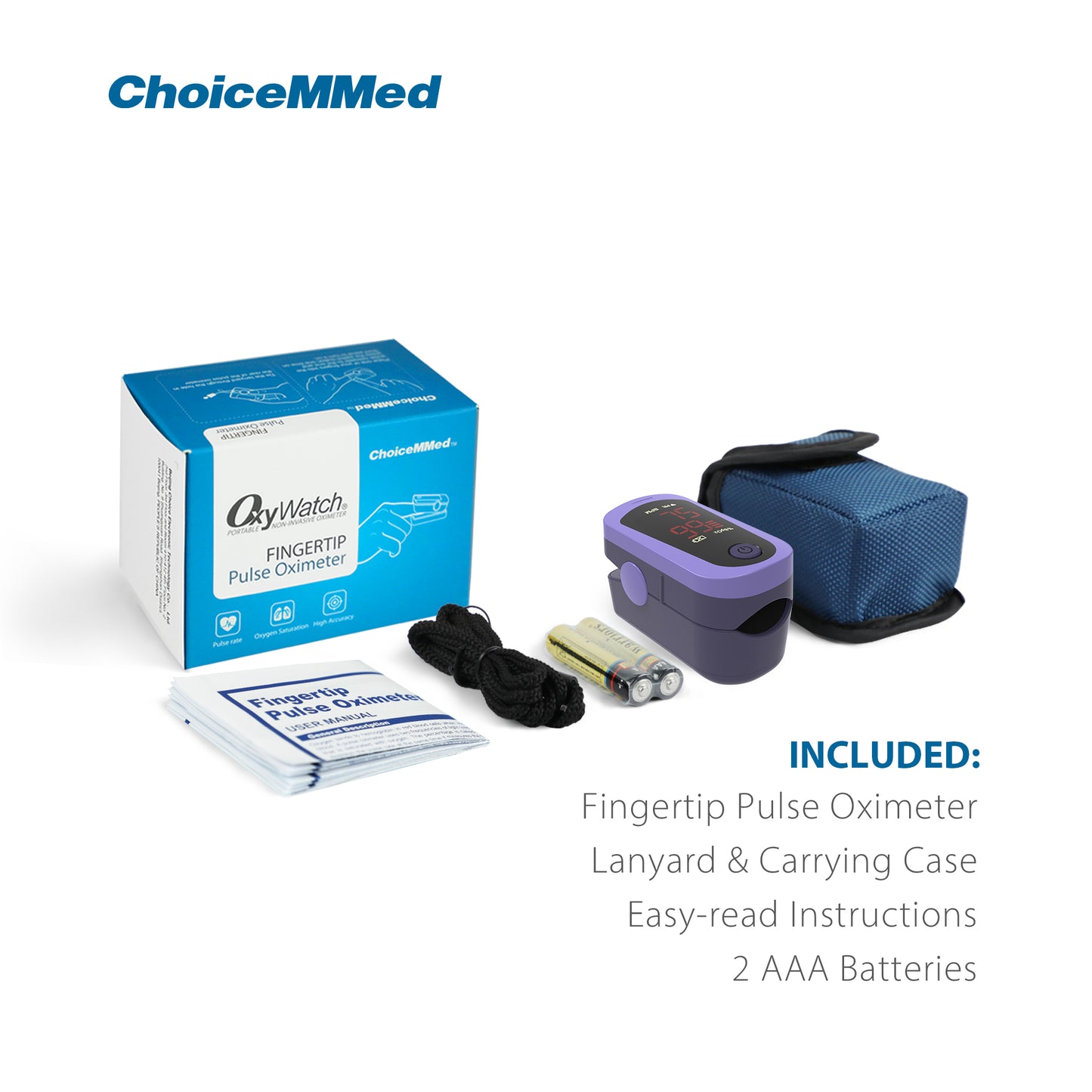 CHOICEMMED MD300C13 LED Digital Finger Pulse Oximeter Blood Oxygen Saturation SPO2 Heart Rate Monitor Tonometer Household
